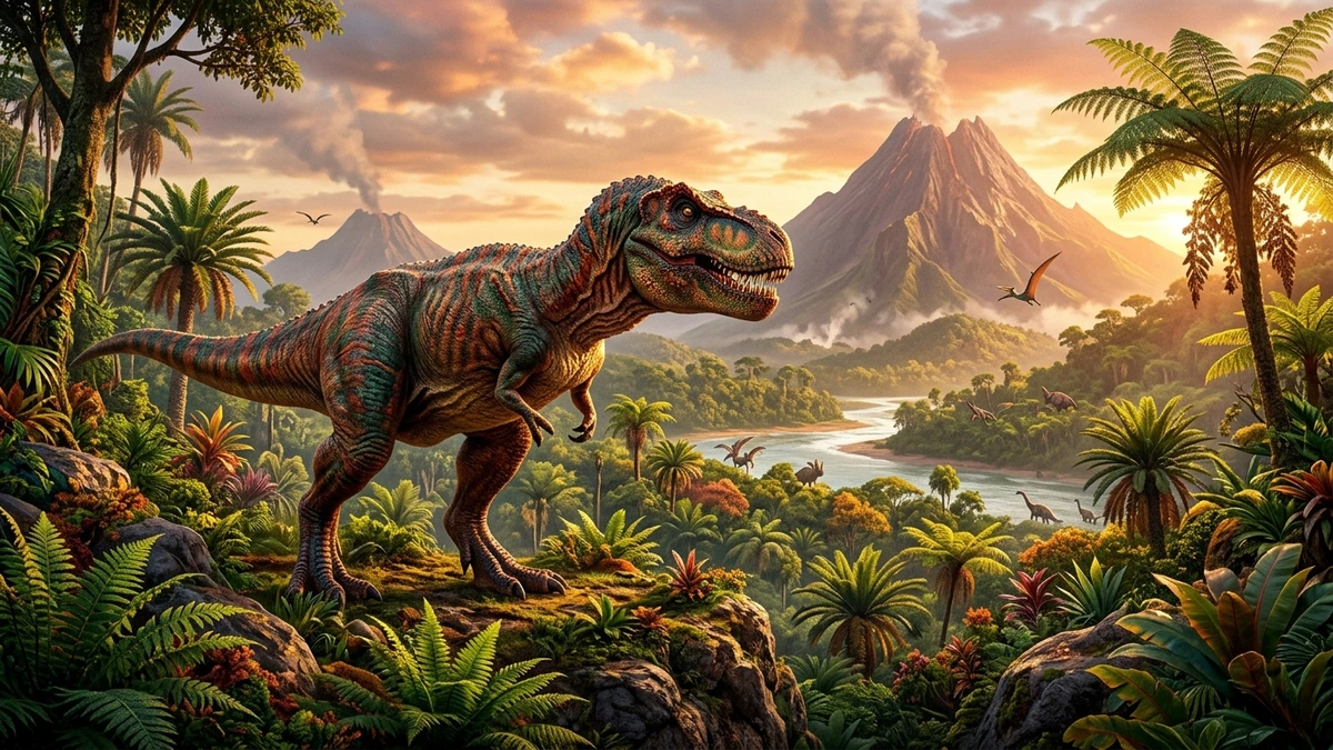 Bambini entusiasti che colorano illustrazioni del T-Rex con pennarelli verdi e ocra